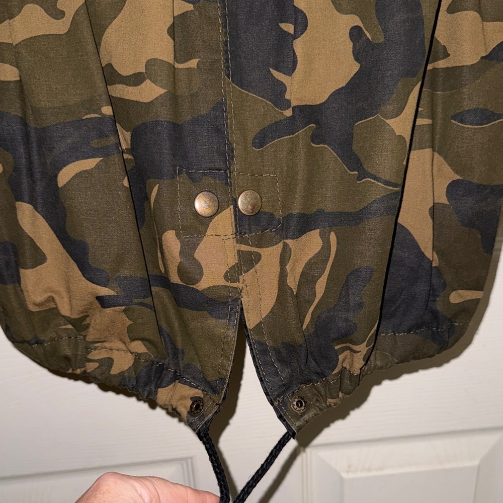 Ambiance Women's Camo Hooded Utility Jacket - Olive & Brown - Picture 4 of 5